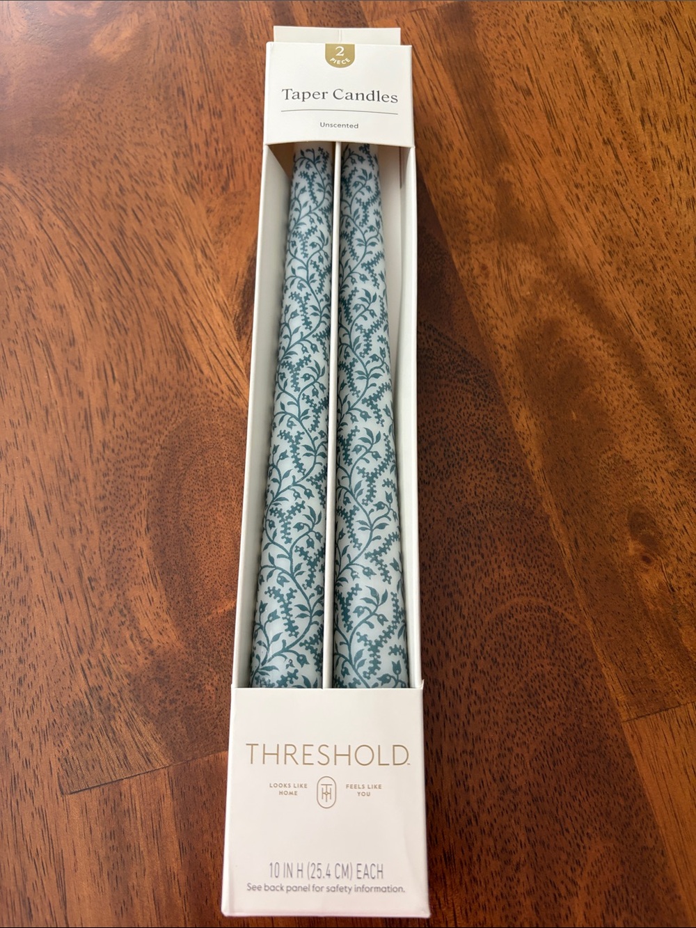 Threshold Blue Vine Pattern Taper Candles (2-Pack) 10”
